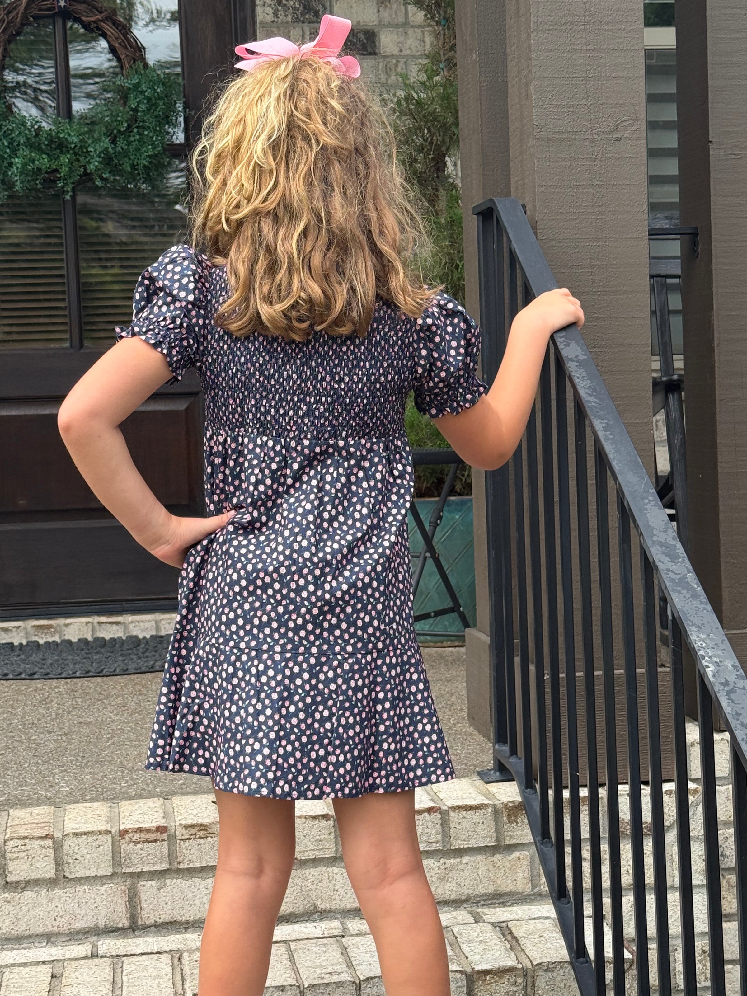 SAMPLE Hazel Dress in Navy Rosebud Spray Size 8