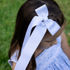 Girls Medium Hair Bow Ribbon - White