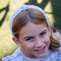 Knot Headband - Light Blue Pom Pom