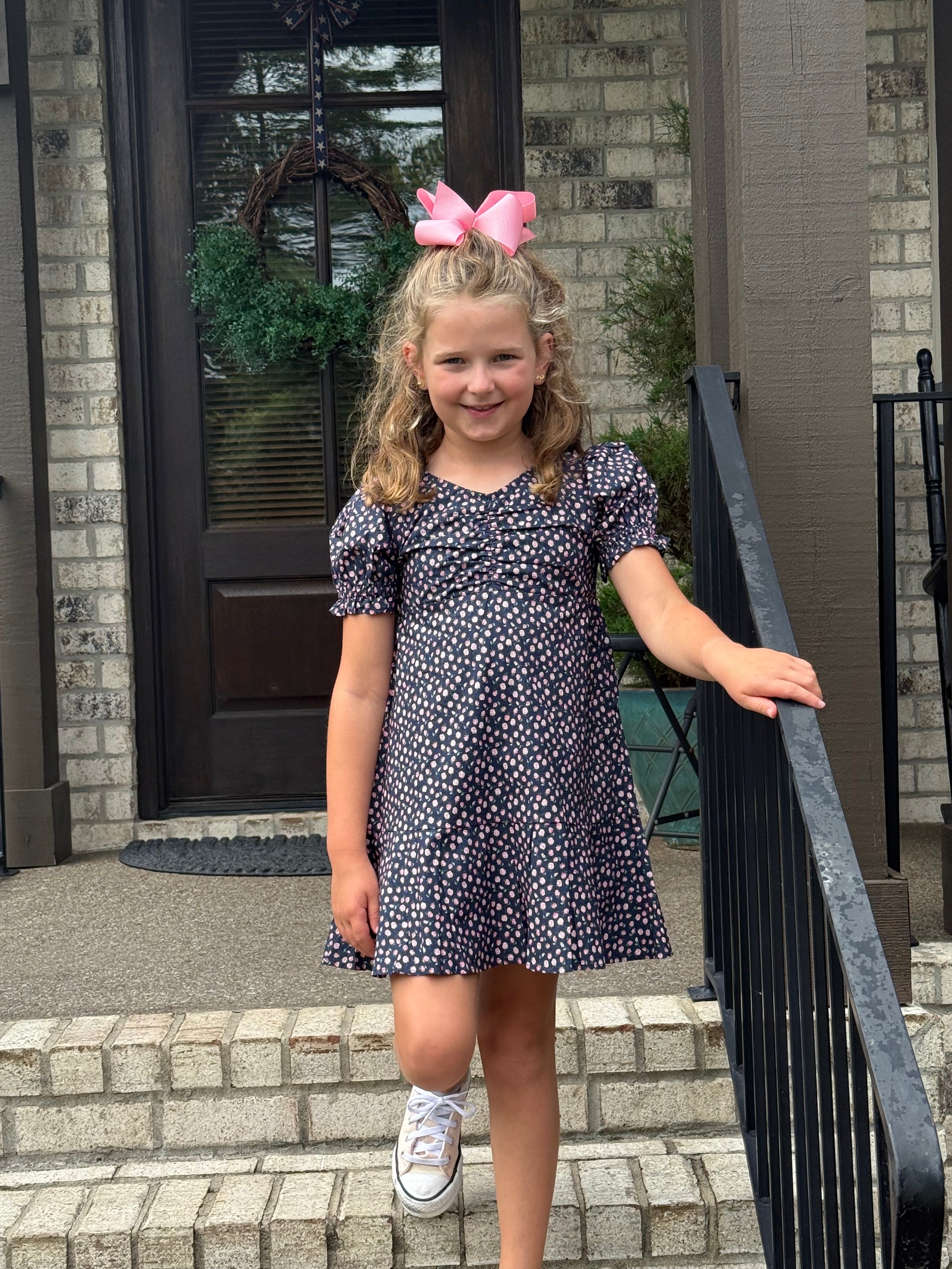 SAMPLE Hazel Dress in Navy Rosebud Spray Size 8