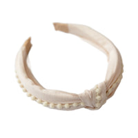 Knot Headband - Cream Pom Pom