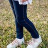 Girls Solid Leggings - Dark Denim Knit