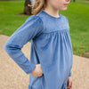 Samantha Girls Dress - French Blue Velveteen