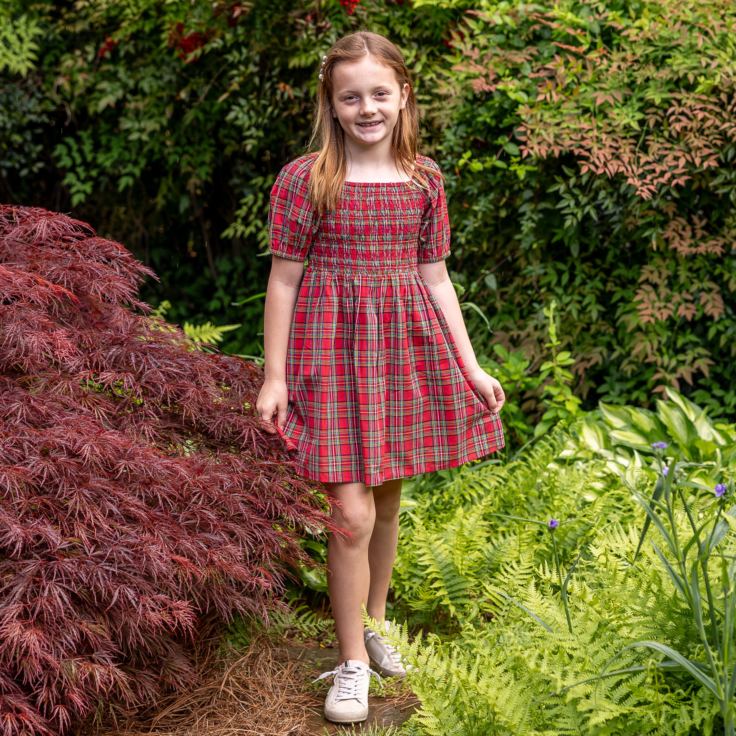 Skylar Dress in Red Stewart Tartan Plaid