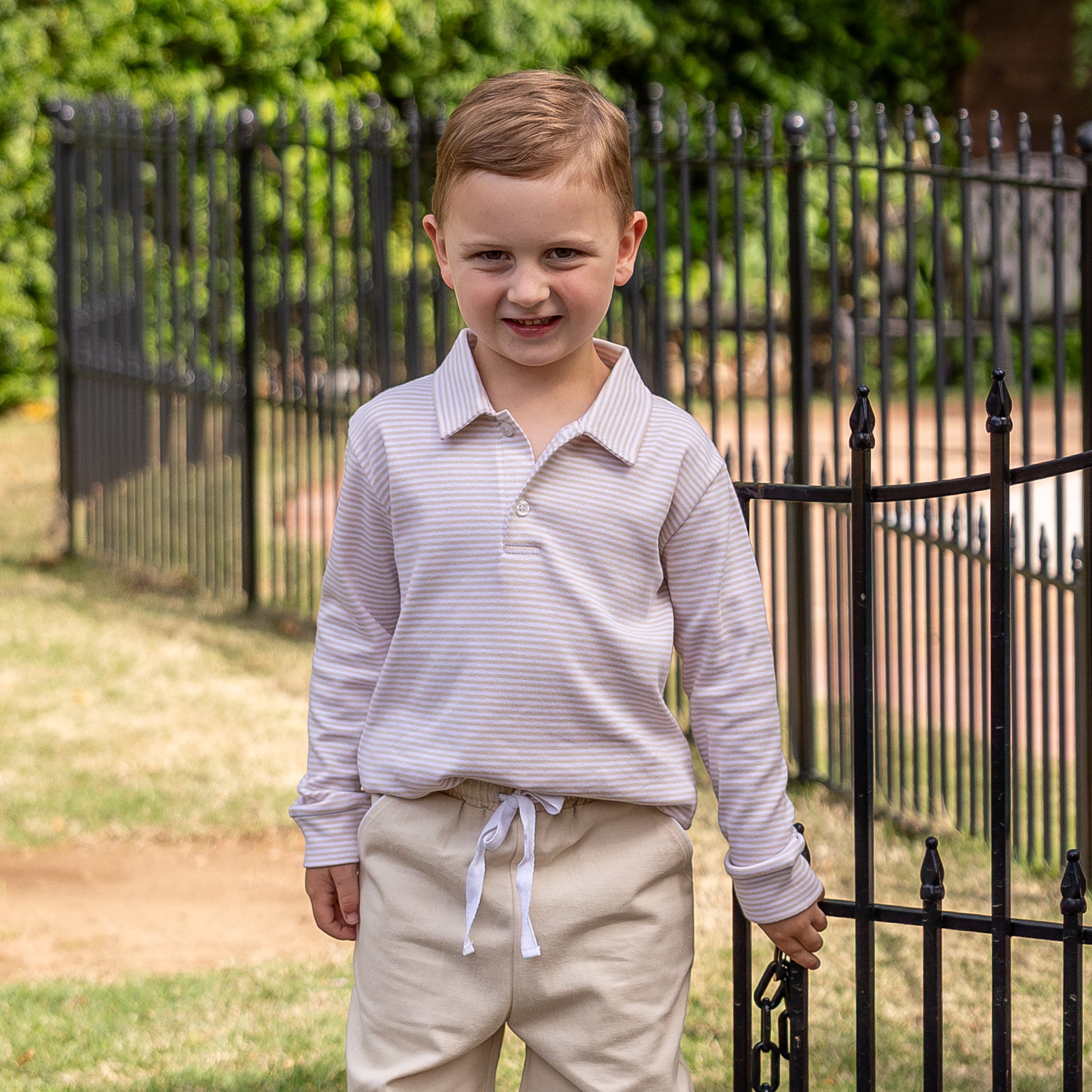 Polo Shirt in Khaki Stripe