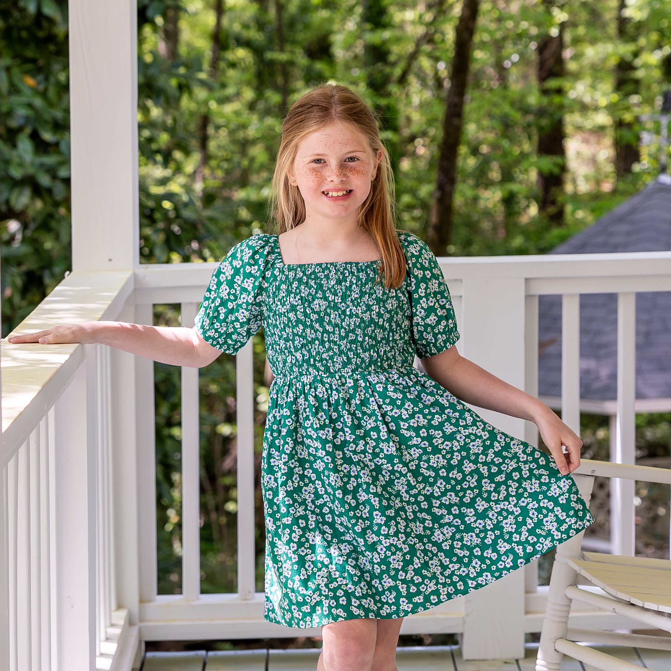 Skylar Dress in Green Ditsy Floral