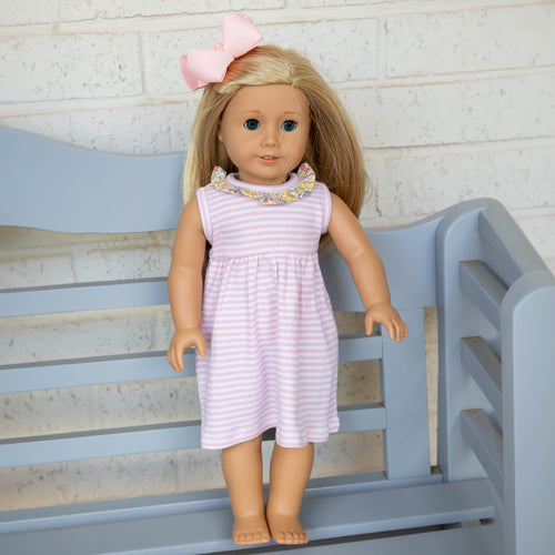 Doll Lauren Dress in Light Pink Stripe