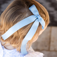 Girls Mini Hair Bow Ribbon - Light Blue