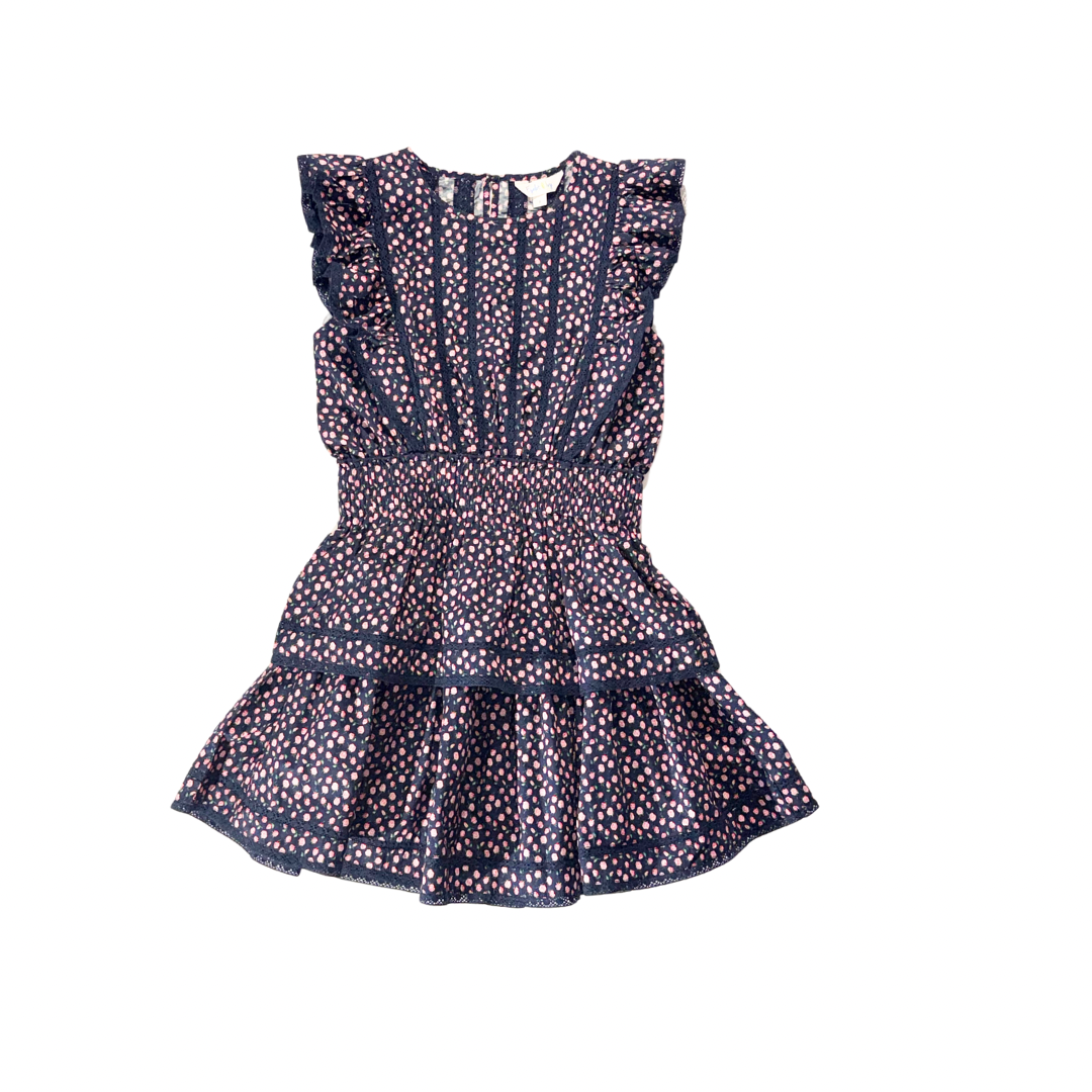 Sarah Dress in Navy Rosebud Spray