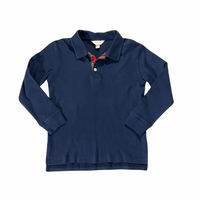 Polo Shirt in Navy with Tartan Plaid Placket