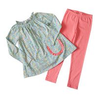 Millie Girls Tunic Set - Coral Fields