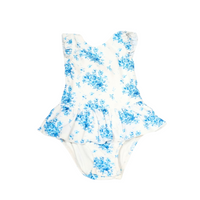 Girls Skirted Swimsuit - Vintage Blue Floral