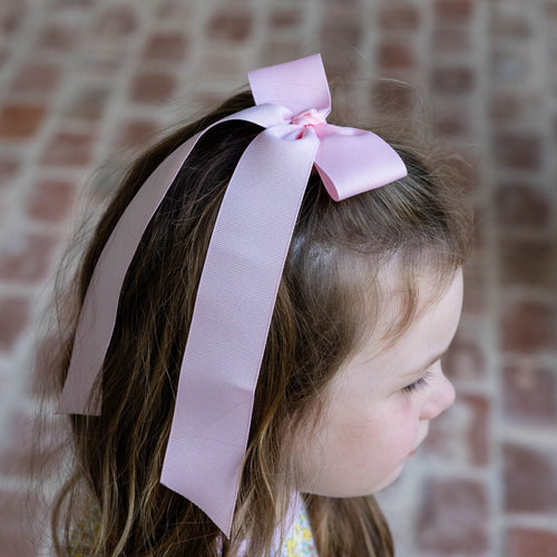 Girls Medium Hair Bow Ribbon - Light Pink