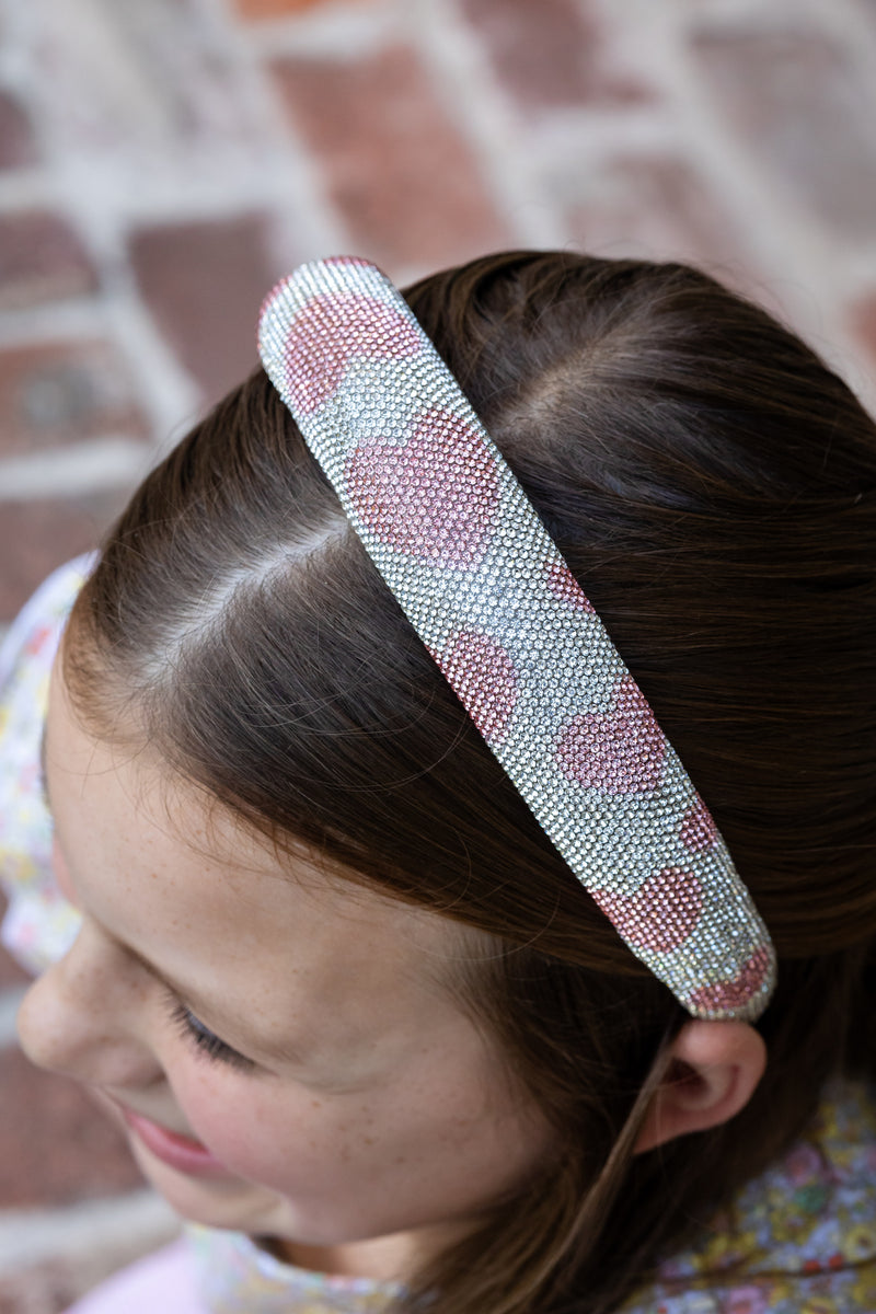 Sparkly Headband - Light Pink Hearts