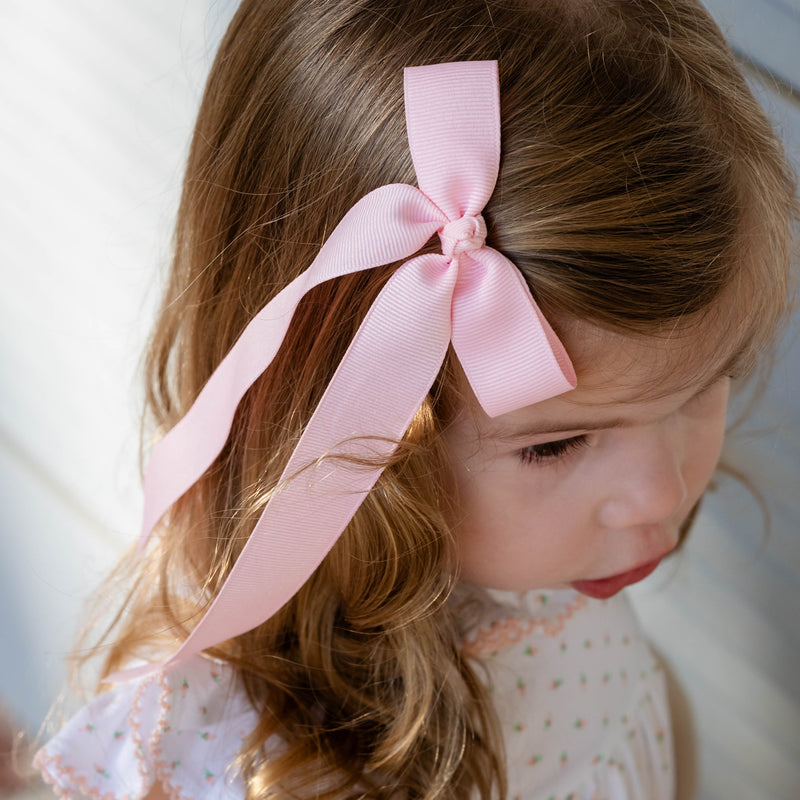 Girls Mini Hair Bow Ribbon - Light Pink