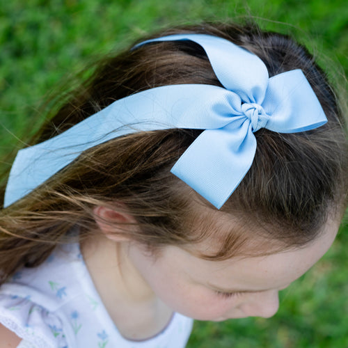Girls Medium Hair Bow Ribbon - Light Blue