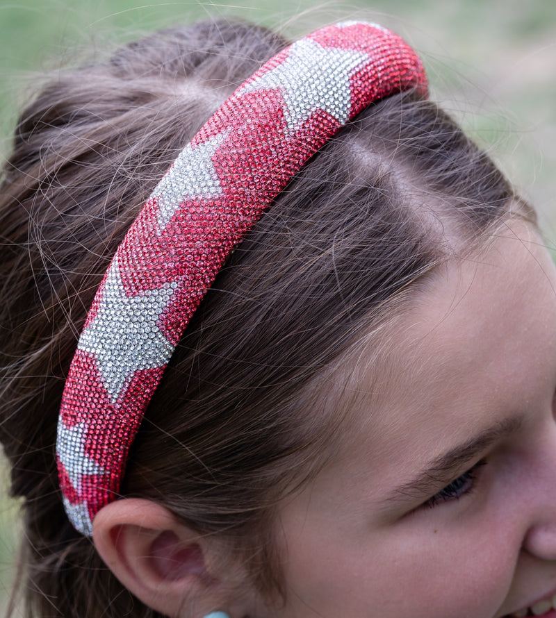 Sparkly Headband - Red with Stars