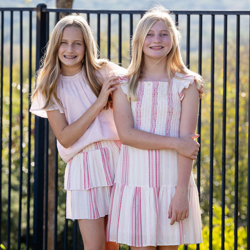 Cassidy Girls Dress - Peony Stripe