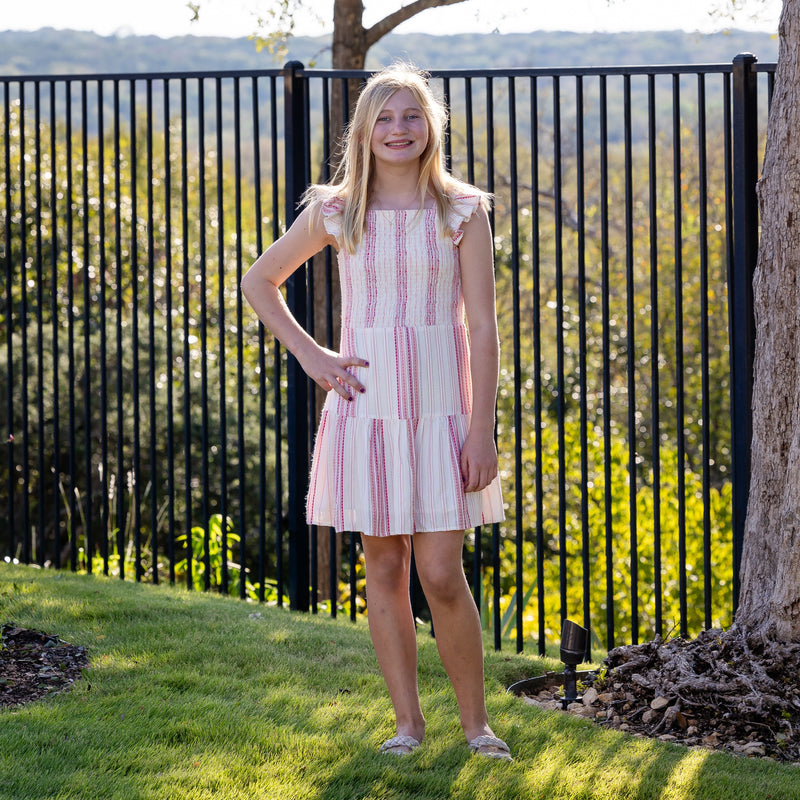 Cassidy Girls Dress - Peony Stripe