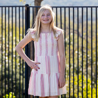 Cassidy Girls Dress - Peony Stripe