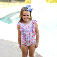 Girls Side Ruffle Swimsuit - Strawberry Garden