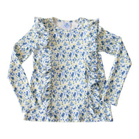 Abby Girls Top in French Blue Blooms