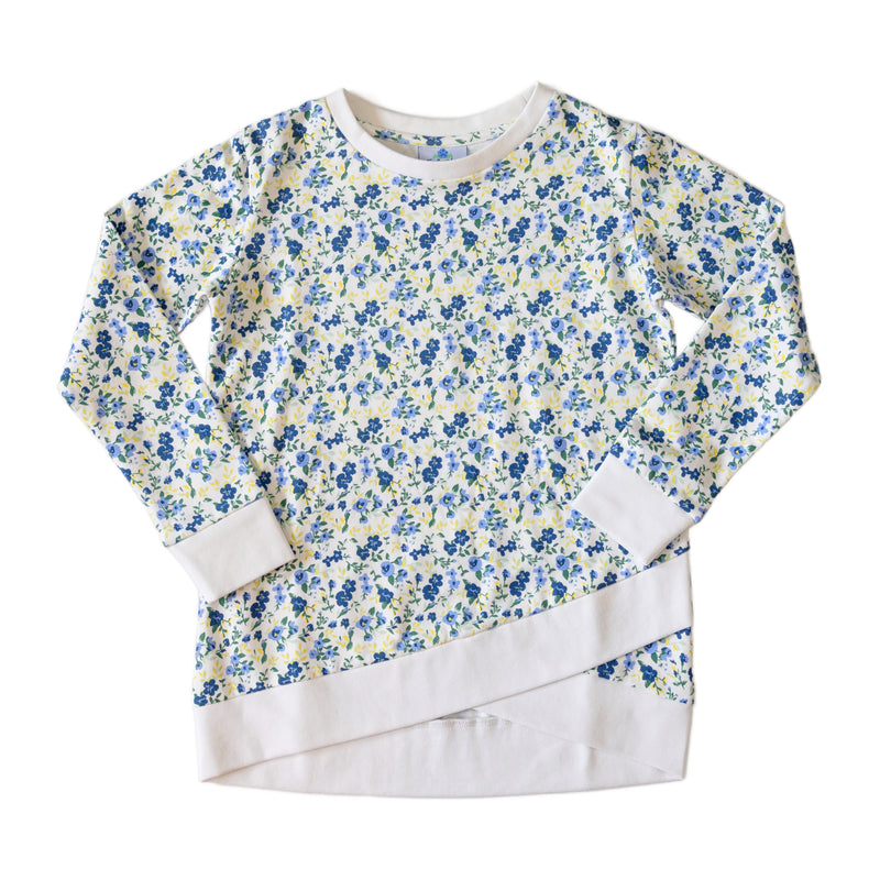 Alli Girls Sweatshirt in French Blue Blooms (Pre-order)