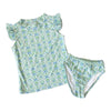 Rashguard Girls Set- Blue Bow Trellis (Pre-order)