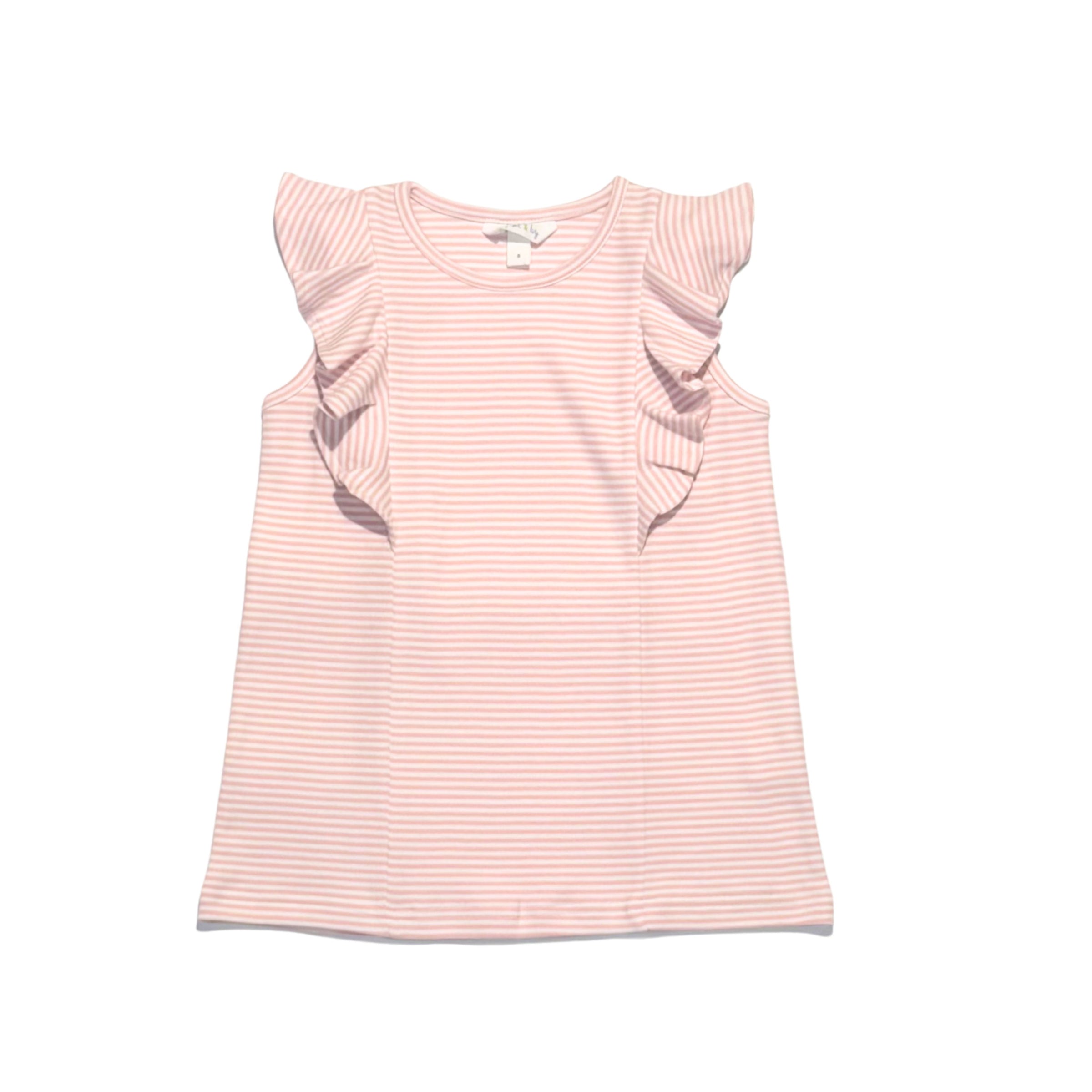 Collins Girls Top-Pink and White Stripe-PRE-ORDER