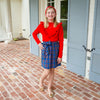 Red V-Ruffle Girls Sweater