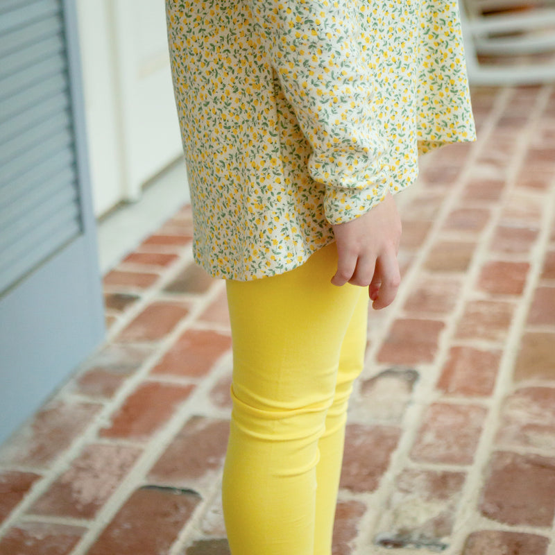 Girls Solid Leggings - Yellow