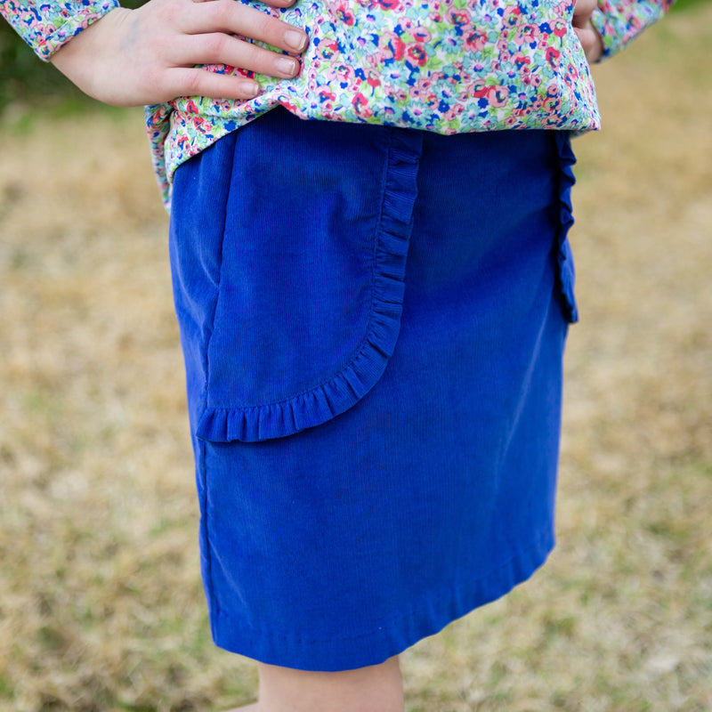 Charlotte Girls Skirt in Royal Blue Corduroy