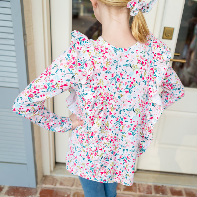 Abby Girls Top in Heart Floral