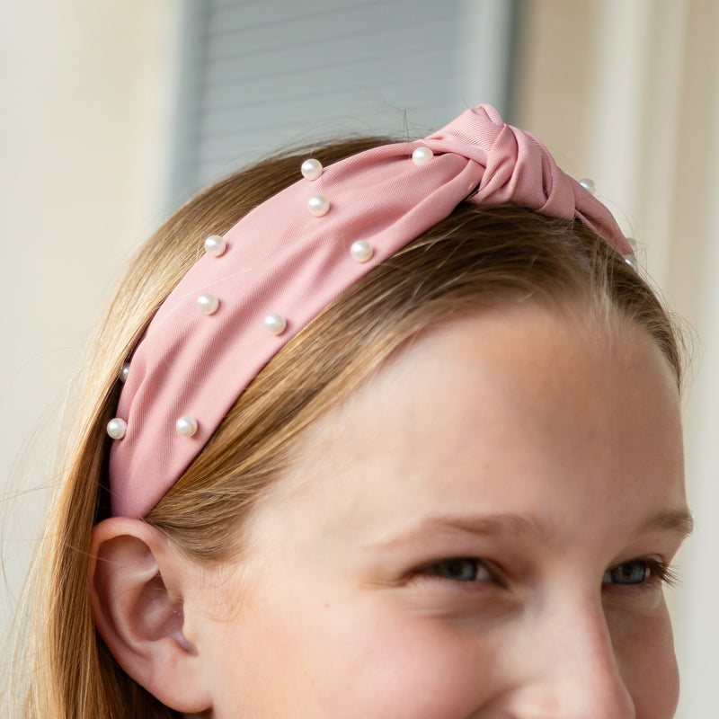 Mauve with Pearls Girls Headband