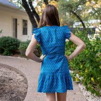 SAMPLE Audrey Dress - Bali Blue Sizes 12 and 14