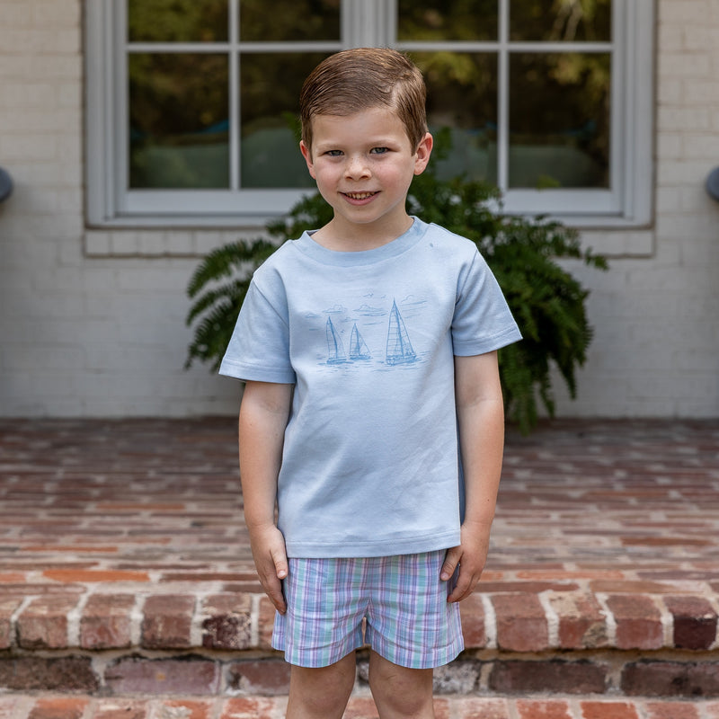 SAMPLE Boys Crew Shirt - Sailboat Scene Sizes 4 and 5