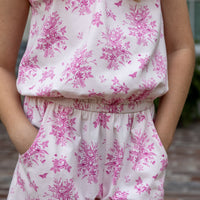 Mignonne Girls Romper - Pink Vintage Floral (Pre-order)