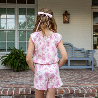 Mignonne Girls Romper - Pink Vintage Floral (Pre-order)