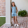 Mignonne Girls Romper - Sky Blue Poises (Pre-order)