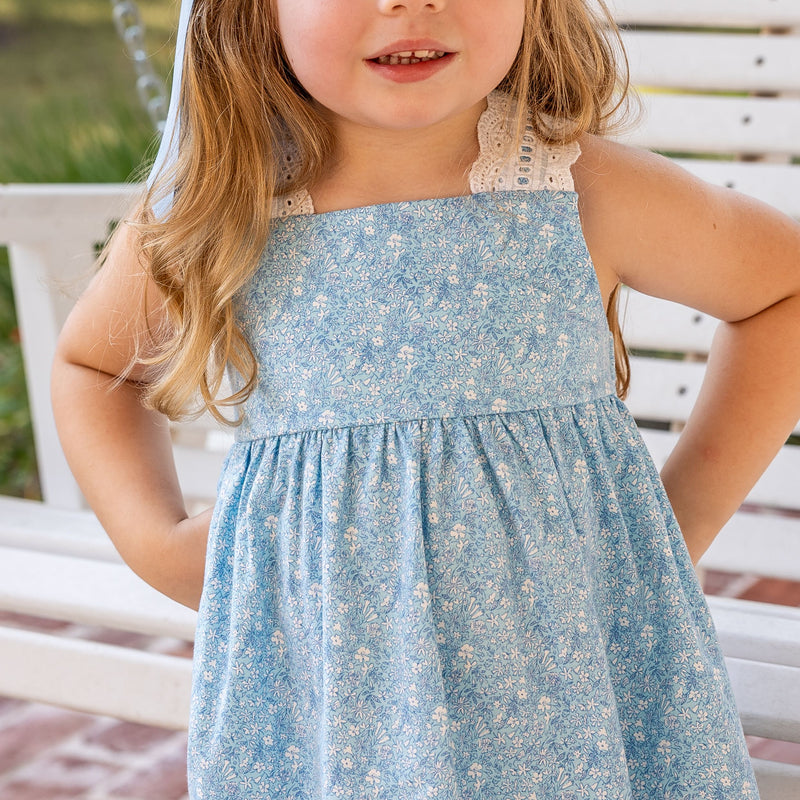 Leslie Girls Bloomer Set - Sky Blue Posies (Pre-order)