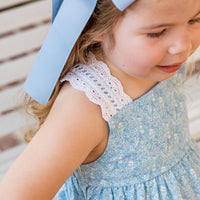 Leslie Girls Bloomer Set - Sky Blue Posies