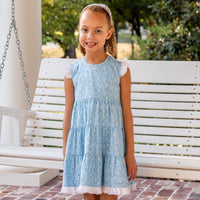 Jill Girls Twirly Dress - Sky Blue Poises (Pre-order)