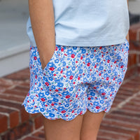 Scallop Girls Shorts - Patriotic Blooms (Pre-order)