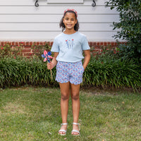 Scallop Girls Shorts - Patriotic Blooms