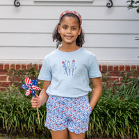 Scallop Girls Shorts - Patriotic Blooms