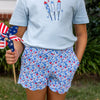 Scallop Girls Shorts - Patriotic Blooms