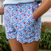 Scallop Girls Shorts - Patriotic Blooms