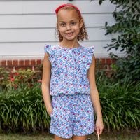 Gretchen Girls Romper - Patriotic Blooms (Pre-order)