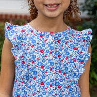 Gretchen Girls Romper - Patriotic Blooms (Pre-order)