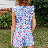 Gretchen Girls Romper - Patriotic Blooms (Pre-order)